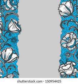  Seamless Pattern Gray and Blue Lace