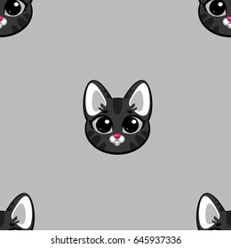Seamless pattern, gray cat  background vector.