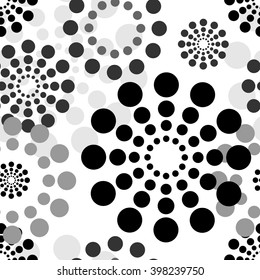 Seamless pattern with gray circle on white background. Use for print and web products: cards, banners, tags. 