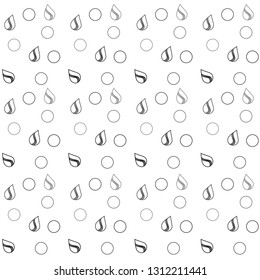Seamless pattern with gray drops and circles on white background