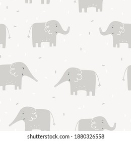 Seamless Pattern Gray Elephants Design Vector Illustration