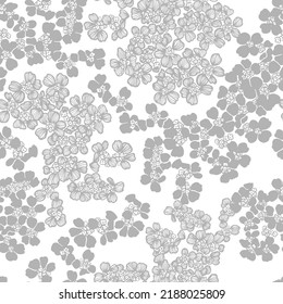 Seamless pattern gray flowers on a white background. Vector illustration