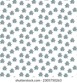 A seamless pattern with gray flowers on a white background.