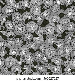 Seamless pattern with gray flowers watercolor. Handmade. Gentle colors. Female pattern.