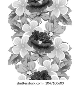 seamless pattern of gray flowers. For your fabric design, greeting, invitation. For wedding birthday party celebration. Vector illustration