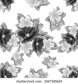 seamless pattern of gray flowers. For your fabric design, greeting, invitation. For wedding birthday party celebration. Vector illustration
