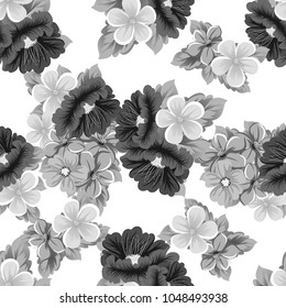 seamless pattern of gray flowers. For your fabric design, greeting, invitation. For wedding birthday party celebration. Vector illustration