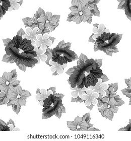seamless pattern of gray flowers. For your fabric design, greeting, invitation. For wedding birthday party celebration. Vector illustration