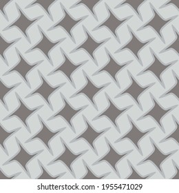 Seamless pattern. Gray four-pointed oblique stars lined up in rows. Editable.