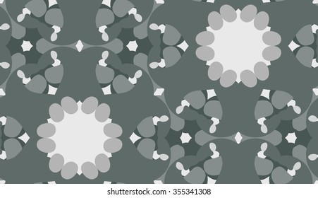 Seamless pattern of gray geometric kaleidoscope shapes