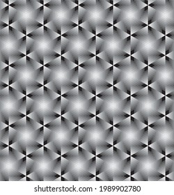 Seamless pattern of gray hexagons on dark gray background. Vector illustration