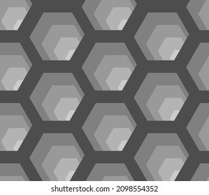 Seamless pattern. Gray honeycombs with a three-dimensional image effect