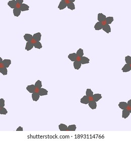Seamless pattern gray jasmine on pink background. Pretty girls floral simple print. Outline abstract grey flowers wallpaper, vector design eps 10