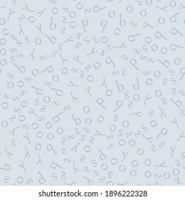 Seamless pattern with gray letters on a light background. Vector. Printed T-shirts for boys. Childrens texture.
