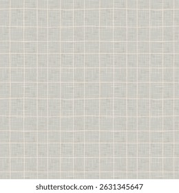 Seamless pattern of gray linen fabric texture with plaid check pattern