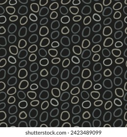 Seamless pattern with gray loops. Abstract dark print with rings, bubble, circle for fabric for baby jackets, children's outerwear, women's raincoat, coat, bag, curtain, home textile, blanket, pillow.