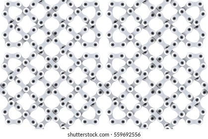 Seamless pattern of gray metal bicycle chain. Vector illustration
