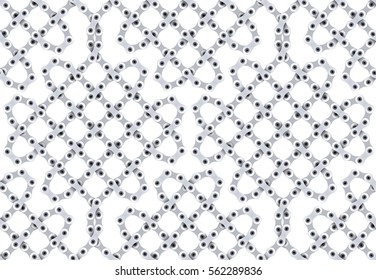 Seamless pattern of gray metal bicycle chain. Vector illustration