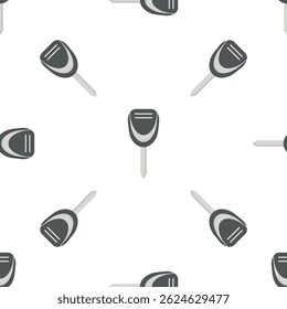 Seamless pattern with gray modern car key on white background