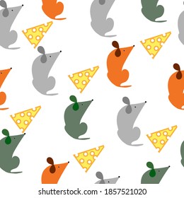 Seamless pattern with gray, orange and green mishas