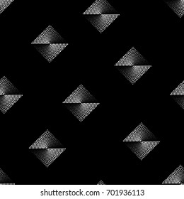 Seamless Pattern of Gray Scale Dotted Rhombuses. Modern Vector Background Design. 