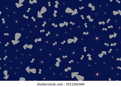Seamless pattern of gray shapes on a black background for texture and wallpaper