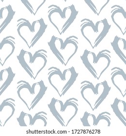 Diseño de líneas de pincel de corazón blanco gris sin patrón inconfundible, textura de fondo de estilo escandinavo simple abstracto. tendencia de la temporada. Se puede utilizar para telas de envoltura Gift, papel pintado. Vector