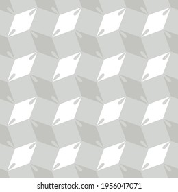 Seamless pattern. Gray and white rhombuses forming squares. Illusion of volume. Editable.