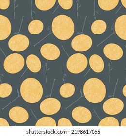 Flor de diente de león gris amarillo sin soldadura, ilustración vectorial para papel textil y de envoltura