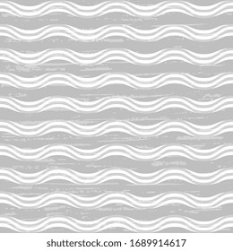 Patrón sin inconvenientes con ondas gris-blanco sobre fondo gris, artístico, texturado. Ilustración vectorial para el diseño textil, de superficie, de embalaje, de embalaje.