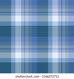 Seamless pattern in great beautiful light and dark blue and white  colors for plaid, fabric, textile, clothes, tablecloth and other things. Vector image. 
