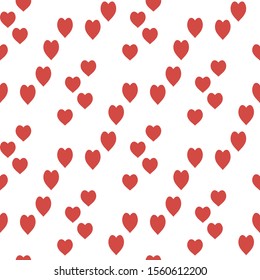 Seamless pattern with great beautiful red hearts on white background for plaid, fabric, textile, clothes, tablecloth and other things. Vector image. 