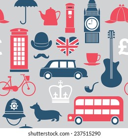  seamless pattern with Great Britain symbols