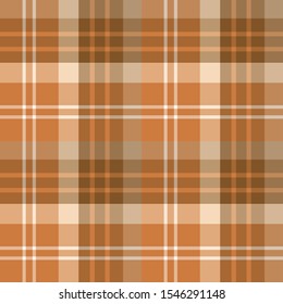 Seamless pattern in great cozy orange and brown colors for plaid, fabric, textile, clothes, tablecloth and other things. Vector image. 
