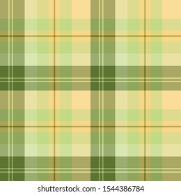 Seamless pattern in great cozy yellow and green colors for plaid, fabric, textile, clothes, tablecloth and other things. Vector image. 