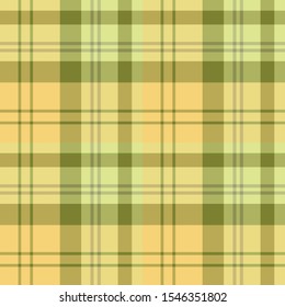 Seamless pattern in great cozy yellow and green colors for plaid, fabric, textile, clothes, tablecloth and other things. Vector image. 