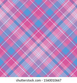 Seamless pattern in great creative pink, blue and violet  colors for plaid, fabric, textile, clothes, tablecloth and other things. Vector image. 2