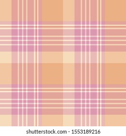 Seamless pattern in great cute pink and light orange colors for plaid, fabric, textile, clothes, tablecloth and other things. Vector image. 