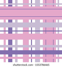Seamless pattern in great cute pink, violet and white colors for plaid, fabric, textile, clothes, tablecloth and other things. Vector image. 