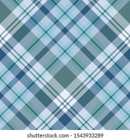 Seamless pattern in great discreet blue, green and white colors for plaid, fabric, textile, clothes, tablecloth and other things. Vector image.