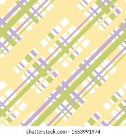 Seamless pattern in great light yellow, green, violet and white colors for plaid, fabric, textile, clothes, tablecloth and other things. Vector image. 2