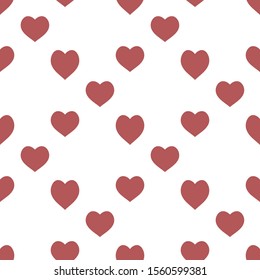 Seamless pattern with great lovely red hearts on white background for plaid, fabric, textile, clothes, tablecloth and other things. Vector image. 