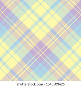 Seamless pattern in great pastel yellow, blue and violet colors for plaid, fabric, textile, clothes, tablecloth and other things. Vector image. 2