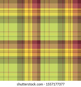 Seamless pattern in great summer green, yellow and red  colors for plaid, fabric, textile, clothes, tablecloth and other things. Vector image. 