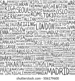 Seamless pattern -  greatest cities in the world. Capitals background