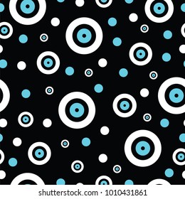 seamless pattern with greek evil eye in black and turquoise colors