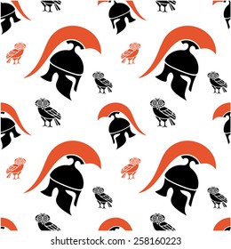 Seamless pattern with Greek helmet silhouette