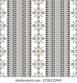 Patrón sin fisuras con meandro de clave griega. СFronteras griegas clásicas: meandro, palmeta, adornados patrones florales negros dorados. Típicos motivos egipcios, asirios y griegos. Para textiles, bordados. Vector 