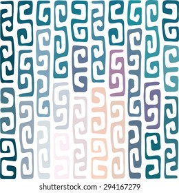 Seamless pattern of Greek meander. Repeated colored spiral in vector format.