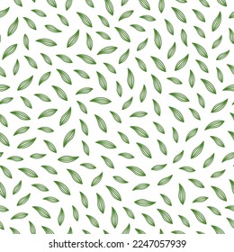 Seamless pattern with green abstract flower leaves